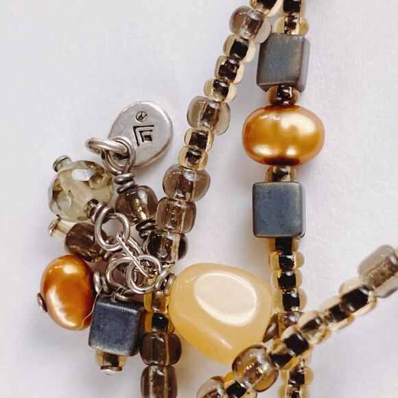 Signed Silpada N1928 60" Sterling Serpentine Bronze Pearl Glass Necklace Wrap - Picture 10 of 10